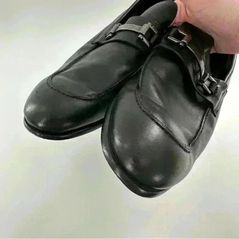 Saks fifth Avenue Red mens dress shoes size 12 black leather horsebit loafers